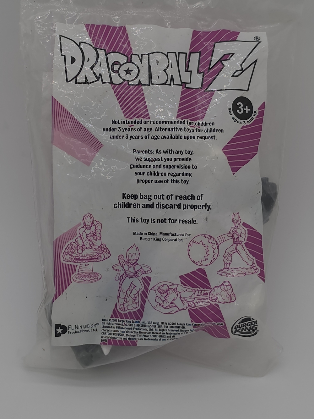 2002 Burger King Dragonball Z Vegeta Figure Big Kids Happy Meal Toy NEW Bag